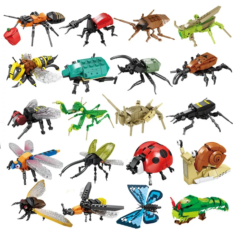 Nouveaux blocs de construction jouet Puzzle éducatif pour enfants modèle d'assemblage Animal garçon abeille libellule insecte modèle Puzzle cadeau