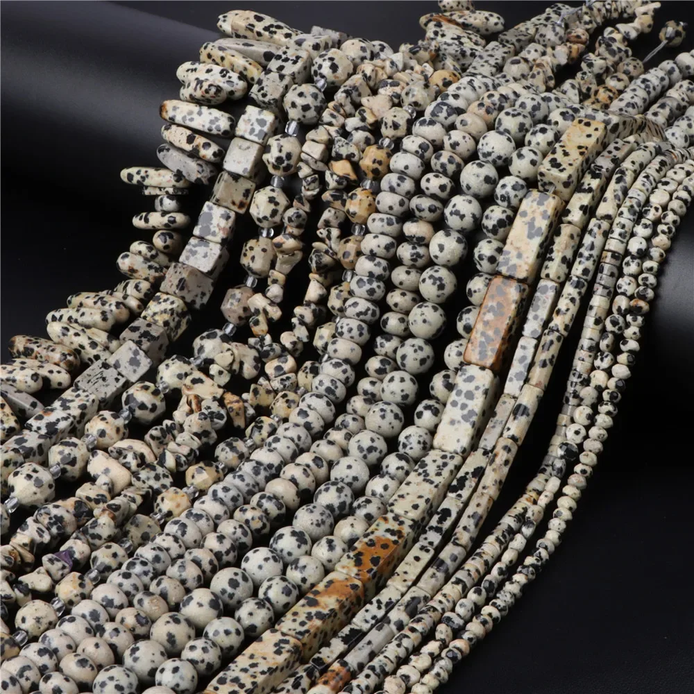 AliExpress RISYF Natural Stone Dalmation Bead Tube Irregular Gravel Spotted Jaspers Bead For Jewelry Making Bracelets Necklace Handmade Supply