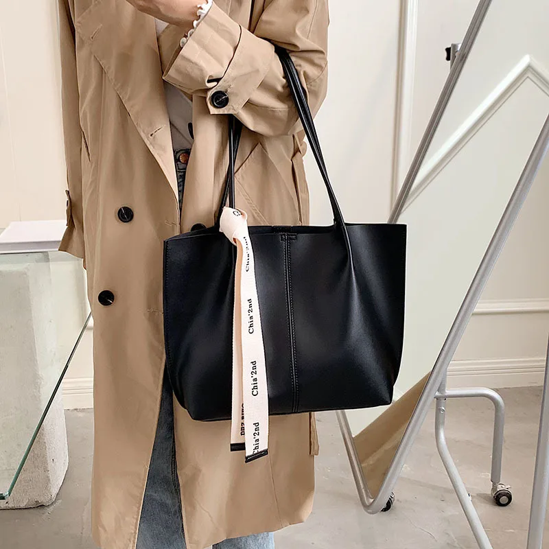 Retro texture bag women's 2023 autumn new fashion ribbon shoulder tote bag commuting large-capacity hand retro texture bag women