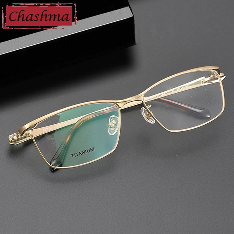 Chashma Men Elegant Wide Face Pure Titanium Lightweight Prescription Glasses Frame Top Quality Eyeglasses 145mm Temple Eyewear