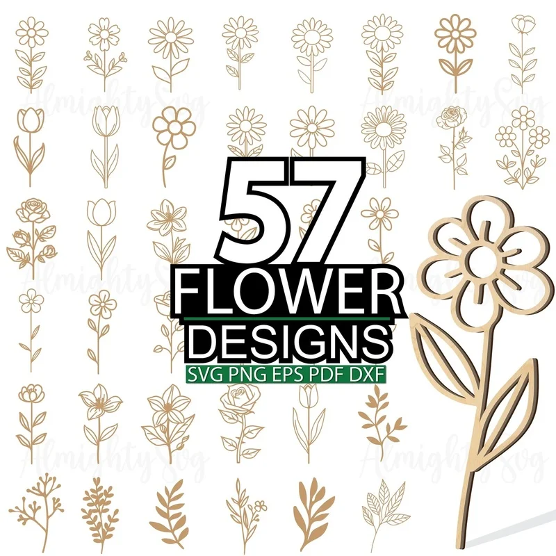 

Wildflowers SVG Bundle | Botanical Flower Laser Cut Files | Rose & Leaf SVGs for Cricut, Silhouette & Glowforge | 57 Floral SVG