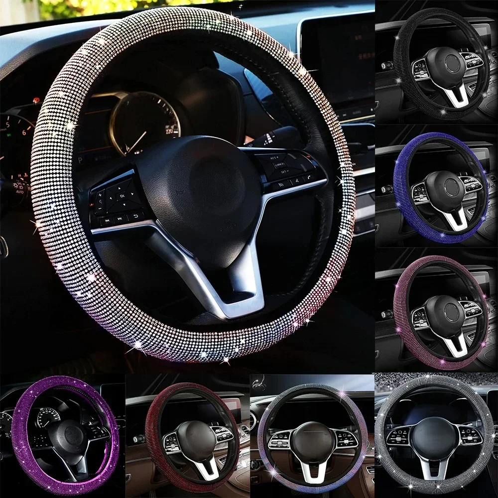 Bling osłona na kierownicę samochodu z kryształowym diamentem musujące samochód Suv dżetów osłona na kierownicę pojazd Auto dekoracja — zdjęcie 2