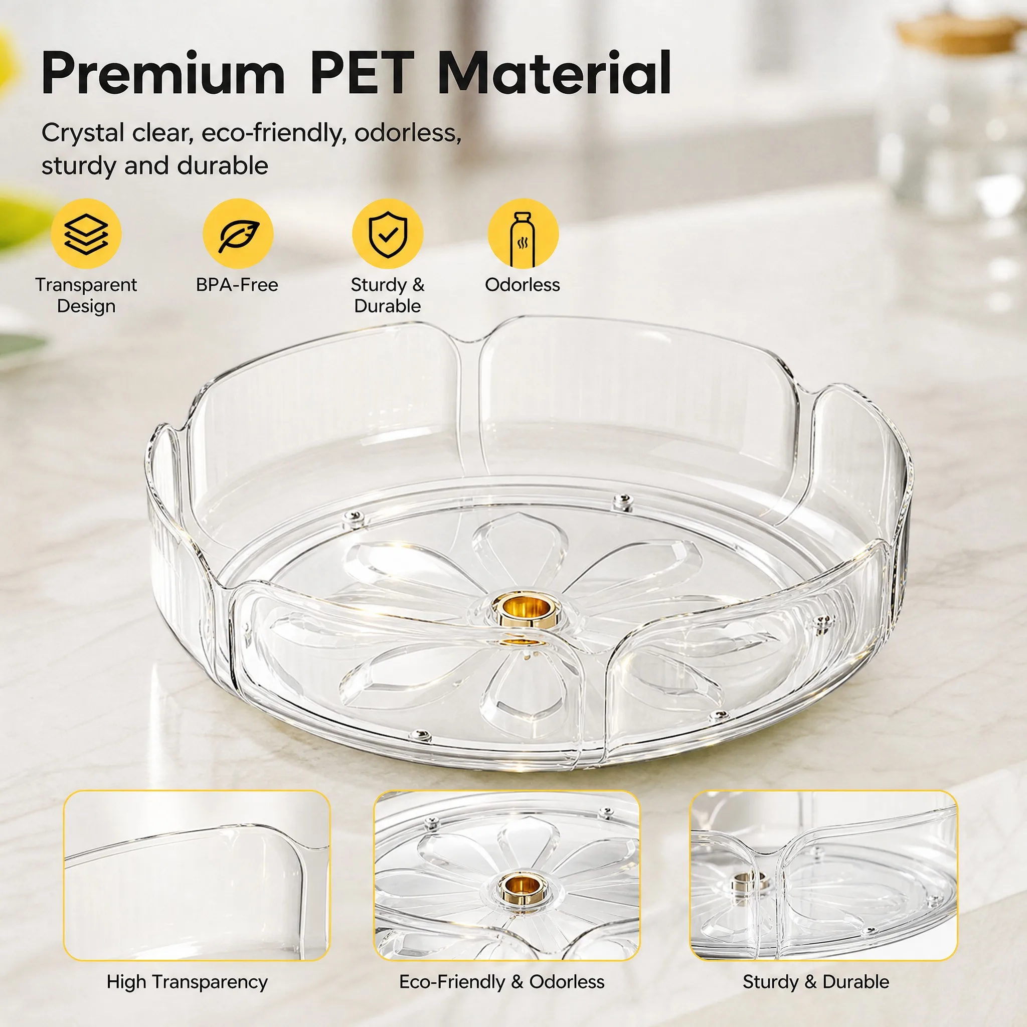 Turntable Organizer Multifunction Clear Rotating Storage Trays Plastic Kitchen Turntable Spice Rack Cosmetic Makeup Organizer