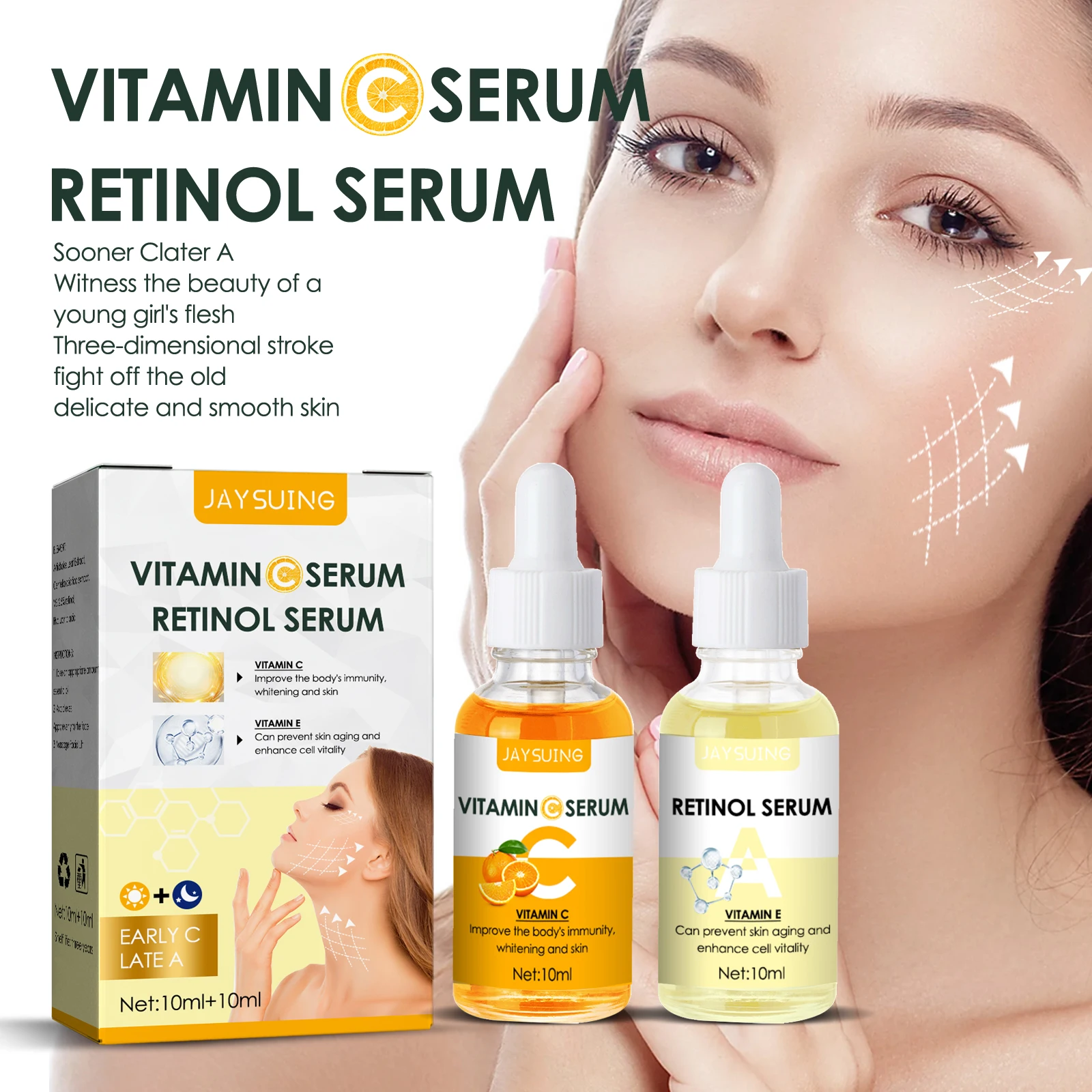 Vitamin C & E Face Serum Improve Body's Immunity Whitening Skin Prevent Skin Aging Enhance Cell Vitality Anti Aging Facial Serum