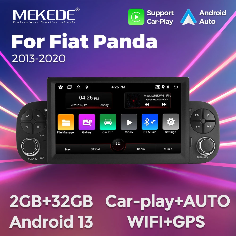 MEKEDE Android Auto Carplay for FIAT Panda 2013 2014 2019-2020 7Inch GPS WIFI Car Radio Multimedia System 1 Din Stereo NO DVD