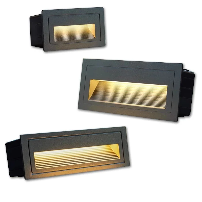 3W 5W 7W Dimmbare LED-Wandleuchte Aluminium Treppenbeleuchtung Einbau-LED-Stufenlampe Wegbeleuchtung Eckwandleuchten AC85-265V Wandlicht DC12V