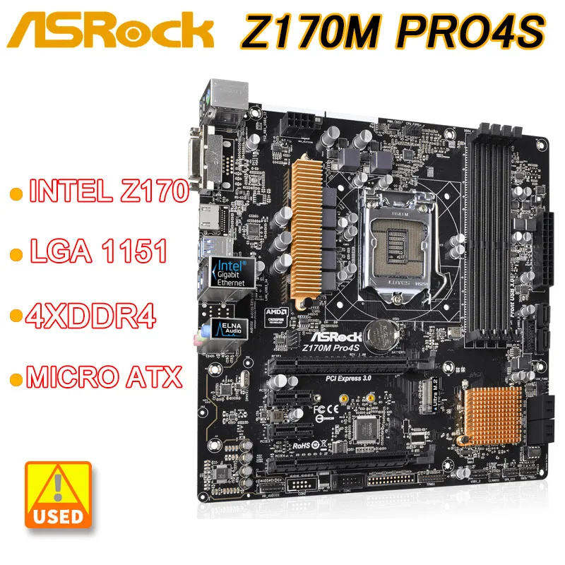 

Z170 1151 Motherboard ASRock Z170M Pro4S LGA 1151 4×DDR4 64GB PCI-E 3.0 M.2 6×SATA III USB3.0 ATX For Core i5 6600K cpu