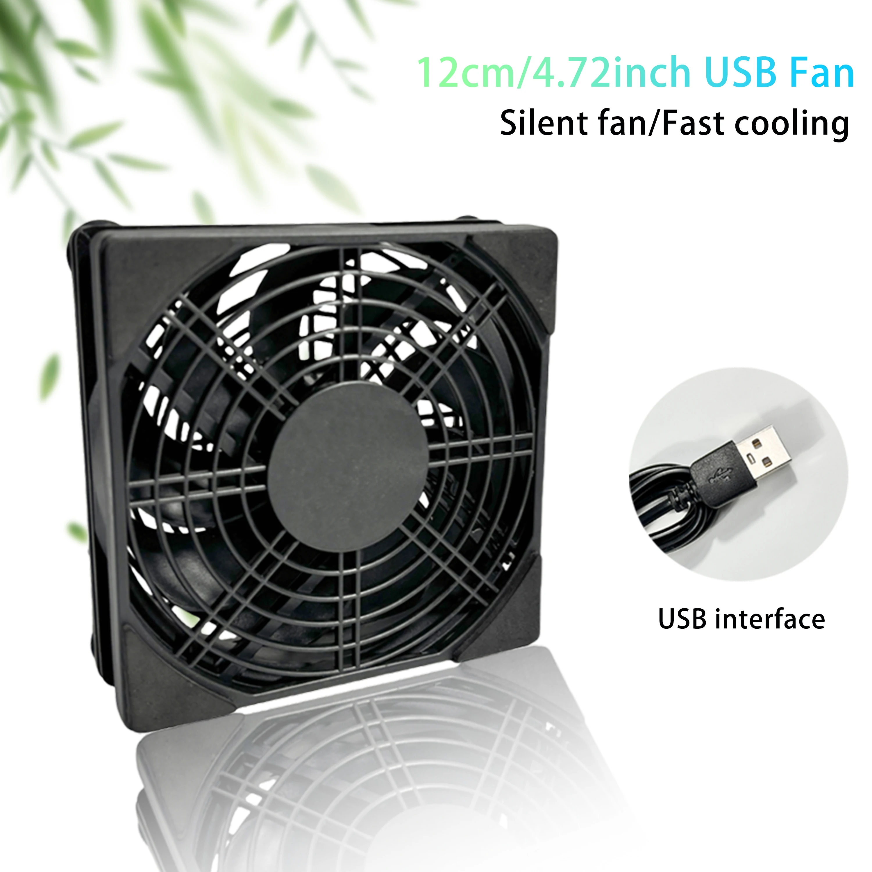 1/2pcs 12cm USB Cooling Fan, 5V Silent USB Powered Fan, Quiet Fast Cooling Fan for Router, TV Box, PC Case, Desk