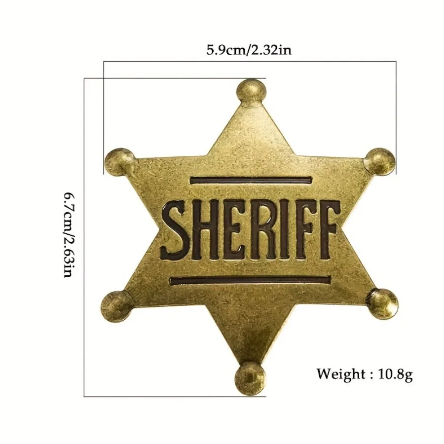 قطعة واحدة من شارة شريف الذهبية، طراز غربي قديم، مناسبة لإكسسوارات لعب الأدوار لفتاة رعاة البقر/الراعي البقر، أزياء الحفلات