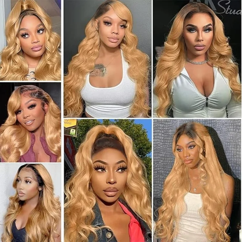 1B/27 Ombre Color Body Wave Wigs 13x4 HD Lace Frontal Wigs Human Hair 4x4 HD Lace Closure Preplucked 30 Inch HD Lace Front Wig