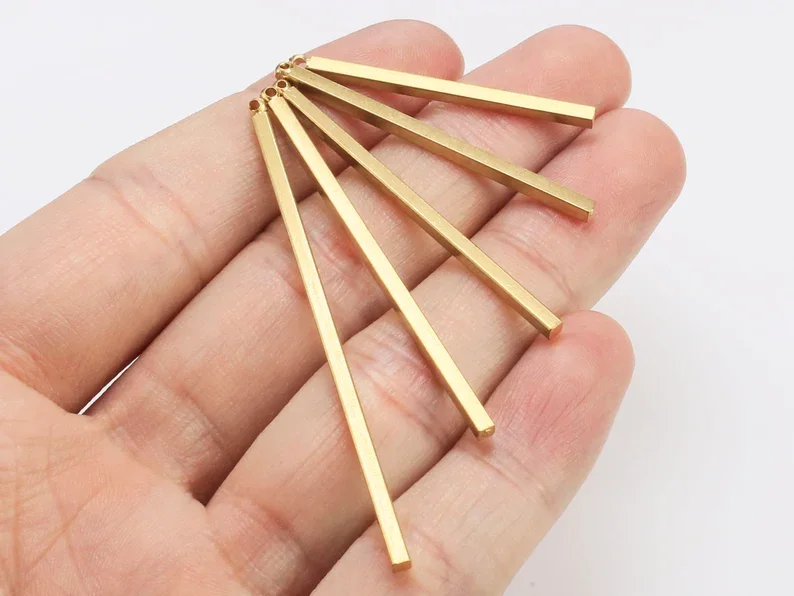 30pcs Square Stick Charm, Charm, Earring Findings, Necklace Pendant, 25 30 35 40 50 60mm x2mm, Raw Brass, Jewelry Supplies -R001