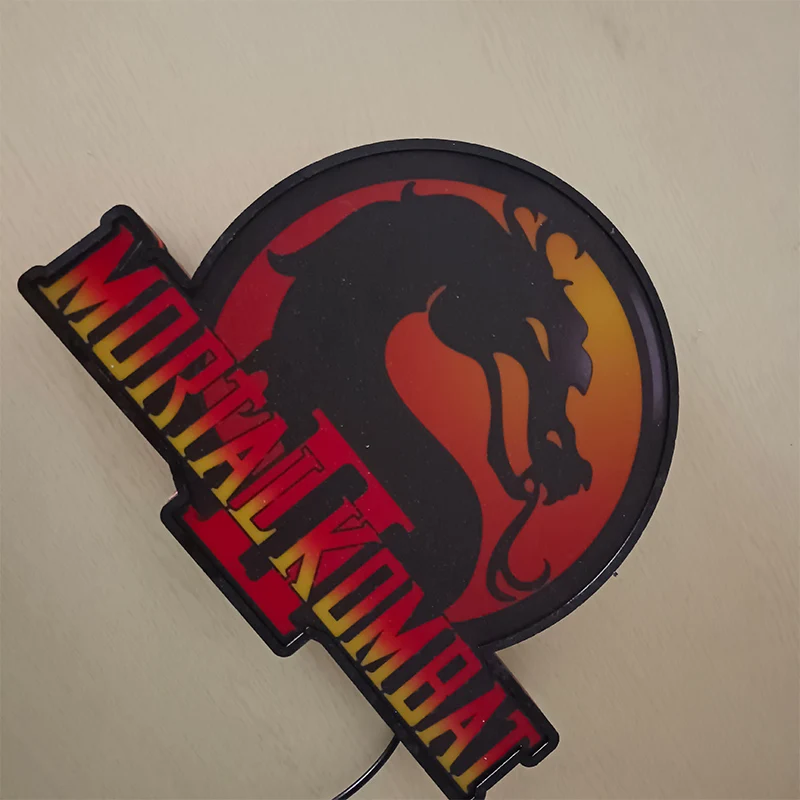 Imagem -05 - Personalizado Incrível Jogo Led Night Light Box Mortal Kombat Logotipo 3d Impressão Desktop Lightbox Decoração da Parede Melhor Presente