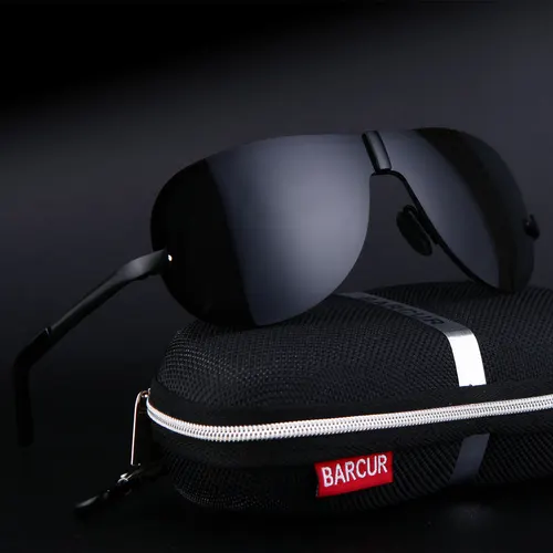 Imagen 2 del producto BARCUR gafas de sol polarizadas negras, gafas amarillas sin montura para hombre, gafas de visión nocturna para conducir, accesorios, gafas