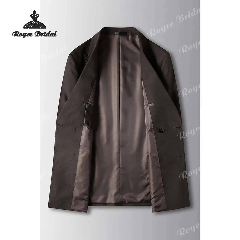 Traje de dos piezas con doble botonadura para hombre, traje de negocios de noche con solapa de pico para boda, trajes personalizados para hombre 2026