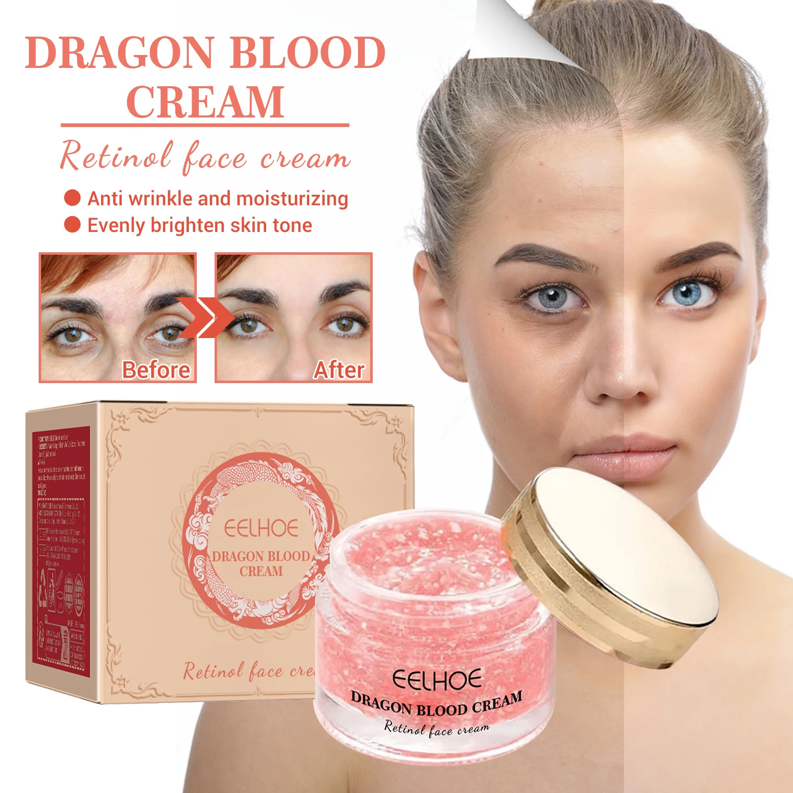 

Eelhoe 50g Retinol Face Firming Cream Remove Dullness Brightening Repair Skin Lighten Fine Lines Anti Aging Moisturizing Cream