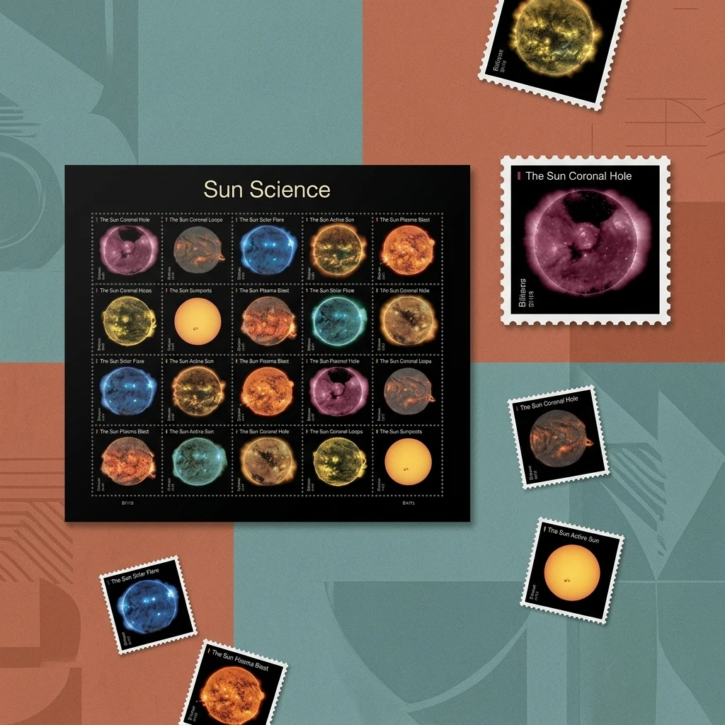 

5 Sheets 100PCS Sun Science Stamp Style Stickers Space Planet Self Adhesive Decorative Labels for Journal Scrapbook DIY