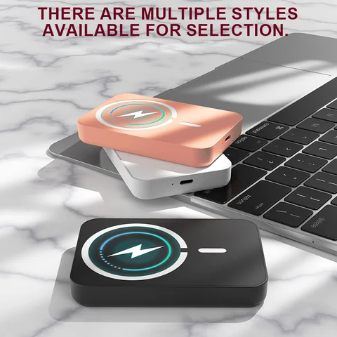 Mini trådlös snabbladdning, 5000 Mah magnetisk trådlös powerbank, med 15-watts snabbladdningskapacitet Lämplig för Apple 12 och senare mobiltelefoner, en bärbar utomhusströmförsörjning för nödsituationer är ett måste. 8 best sales powerbank med trådlös laddning - №2