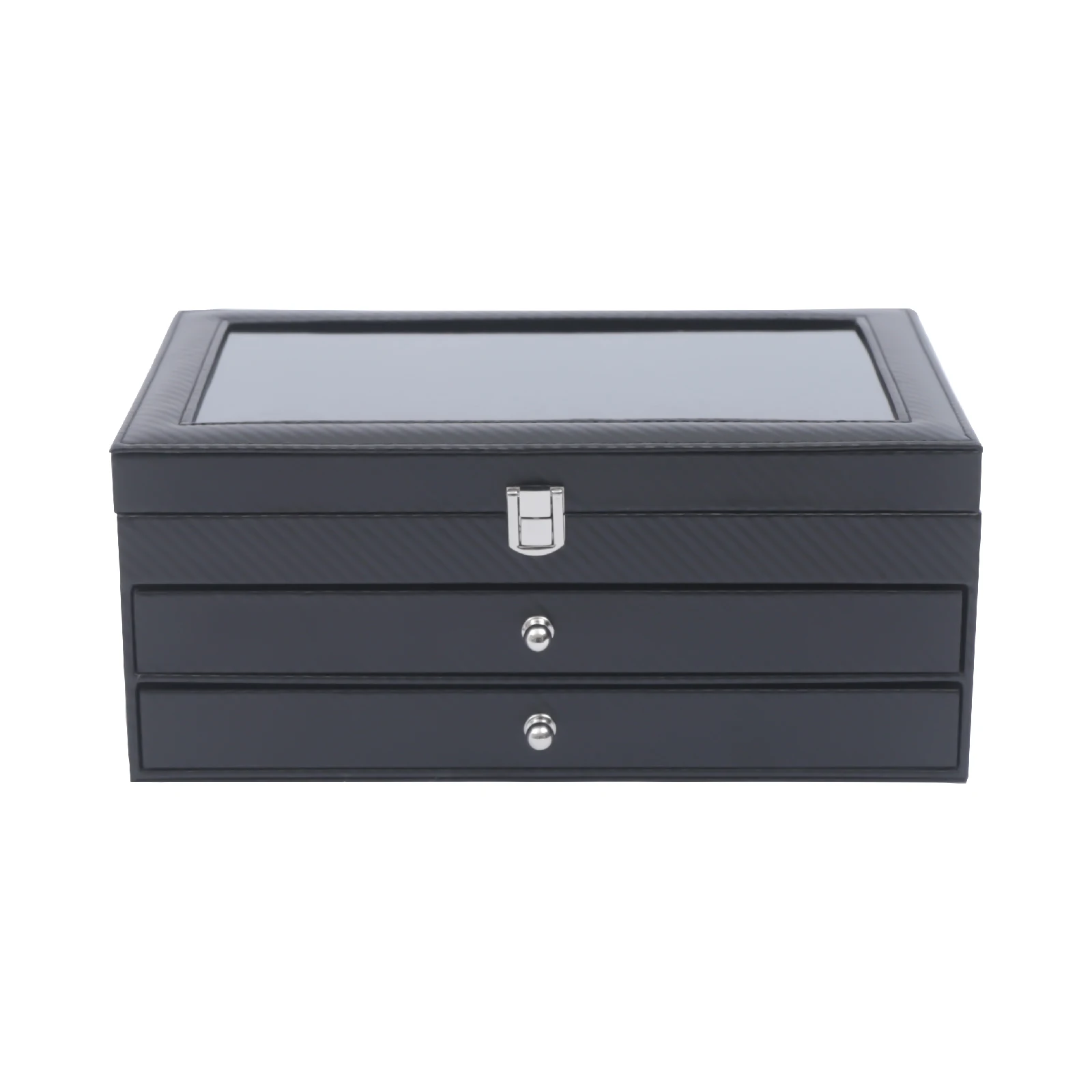 

Коробка для ручек, 36 предметов, черная фланелевая коробка-органайзер для ручек, стеклянная витрина для ручек, коробка для хранения с крышкой, верхнее стеклянное окно