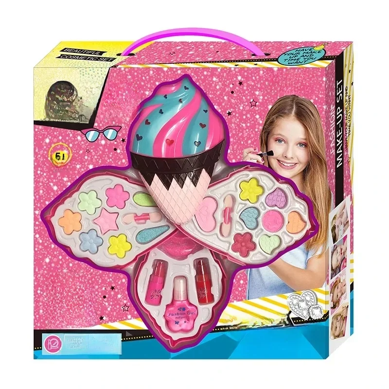 Boîte à cosmétiques de crème glacée pour filles, boîte à cosmétiques de princesse, rouge à lèvres, jouets pour enfants, jeux pour enfants, ensemble de cosmétiques pour bébés