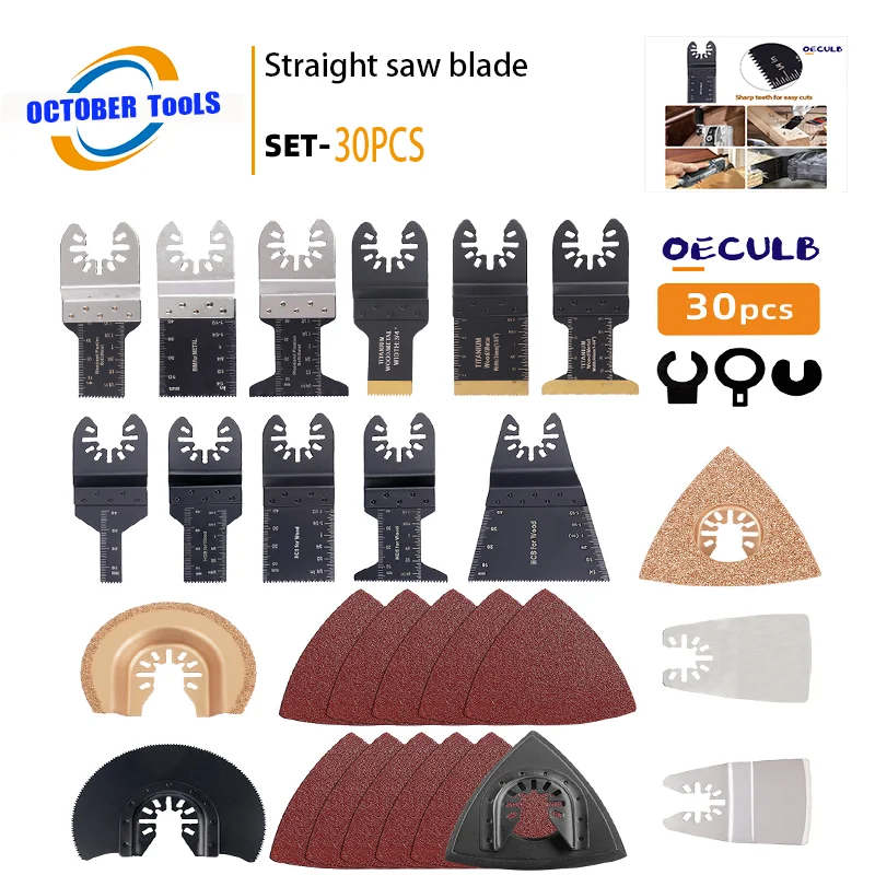 

30 Piece Oscillating Multi-Tool Kit with Quick-Change Blades, Ergonomic Vibration Control for Smooth Woodworking and Safe Demoli