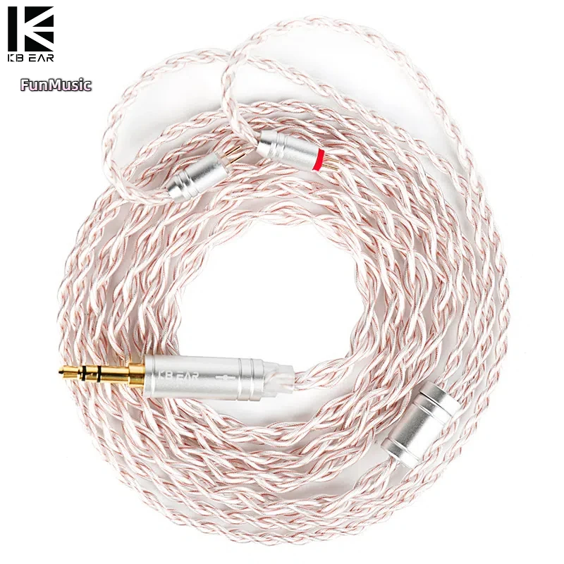 KBEAR FunMusic 4 Core Silver Plated OFC HIFI Cable 3.5/4.4mm Balance IEM Headphones Cable 0.75MM QDC For kz earphones headset