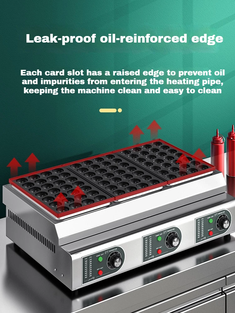 Commercial octopus balls machine fish ball furnace electric heating gas stall 28/56/84 hole oyster egg roasting machine