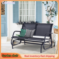 Comanlai 120 x 70 x 88 cm Outsunny Rocking Chair,2-Seater Garden Bench,Garden Swing Bench,Metal Garden Furniture,Black