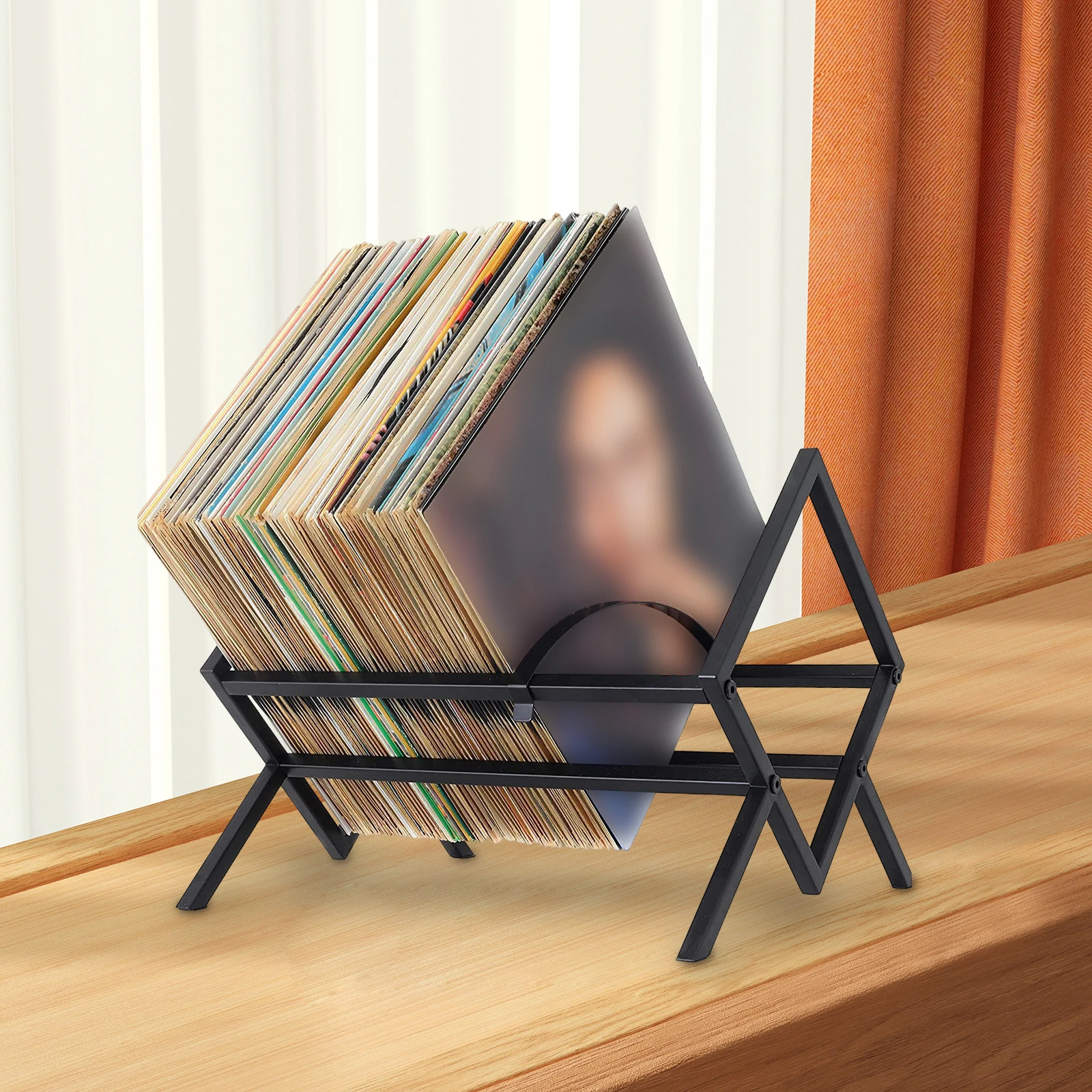 Record Storage Rack Easy Assembly Non Slip Photo Album Storage Display Stand Organizer Home Office File Magazine Newspaper
