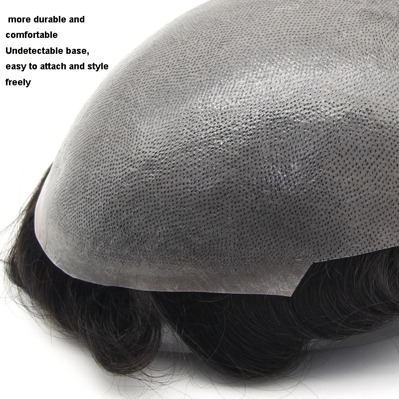 0.06-0.08mm SKIN PU Base Durable  Men Systems Capillary Prothesis Human Hair Replacement Men Toupee Natural Hairline Remy Wigs