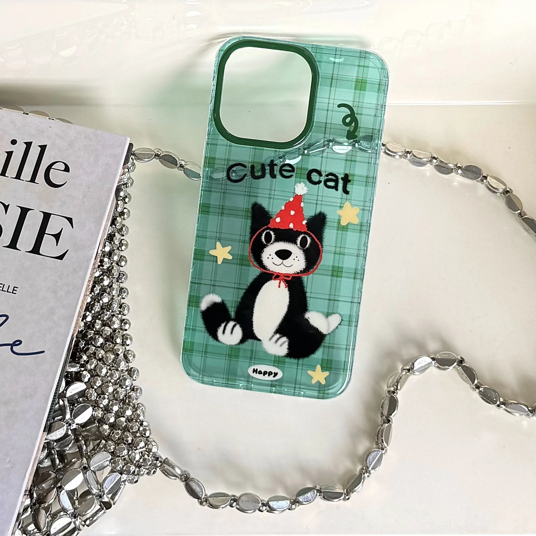 قطة سوداء منقوشة جديدة هالو كيتي مع دعامة مغناطيسية FRO، مناسبة لهاتف iPhone 17 13، 14، 15، 16 Pro Max المضاد للسقوط