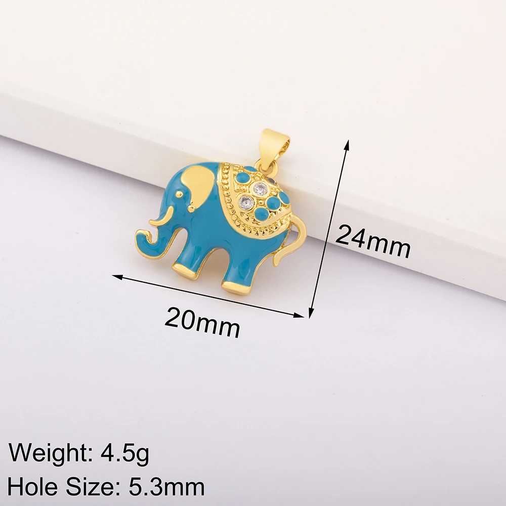 Cute Elephant Enamle Pave CZ Charms for Jewelry Making Supplies Diy Bracelet Necklace Earrings Gold Color Charm Accessories