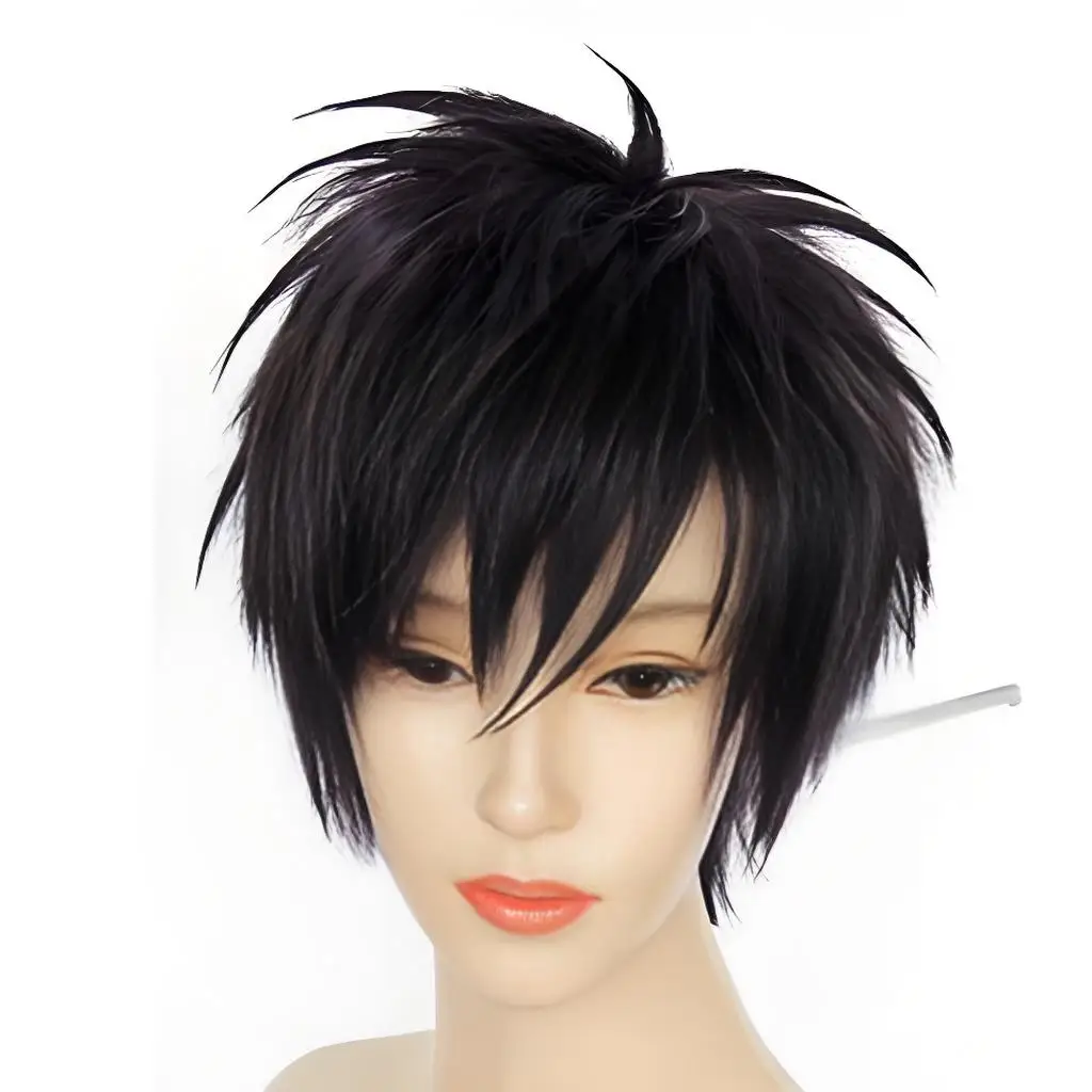 Parrucca cosplay Haikyuu Tobio Kageyama Accessorio per costume per capelli anime corto in fibra nera resistente al calore