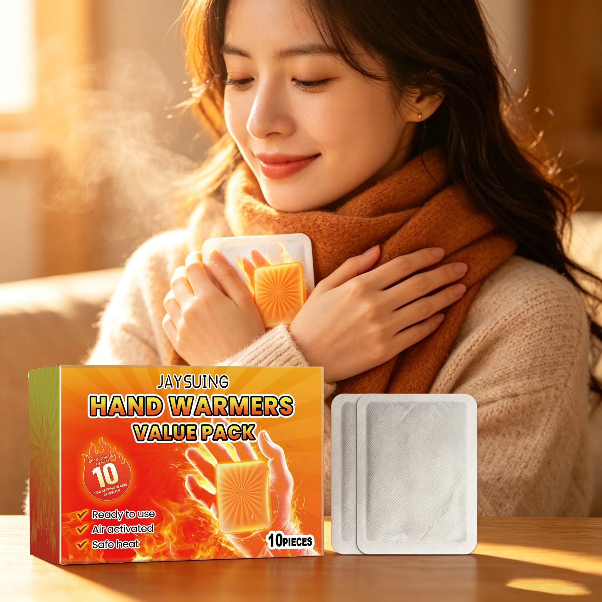 10PCS Portable Heating Pads Air Activated Self-heating Warm Patch Fast Heating Long Lasting Warmth Winter Daily Cold Protection Safe Formula All Day Hand Warmer Patches