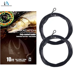Maximumcatch 2pcs 7-10ft 12-25lb Monofilament Core Fly Fishing Poly Leader Line 3-6ips Floating/Sinking leader Fishing line