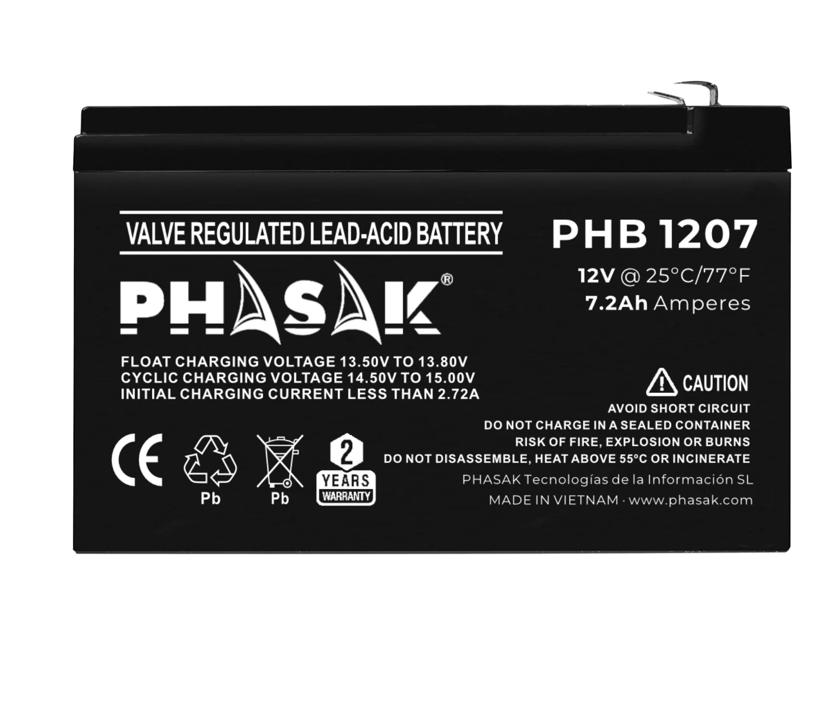 Battery 12V 7Ah PHASAK - PHB 1207