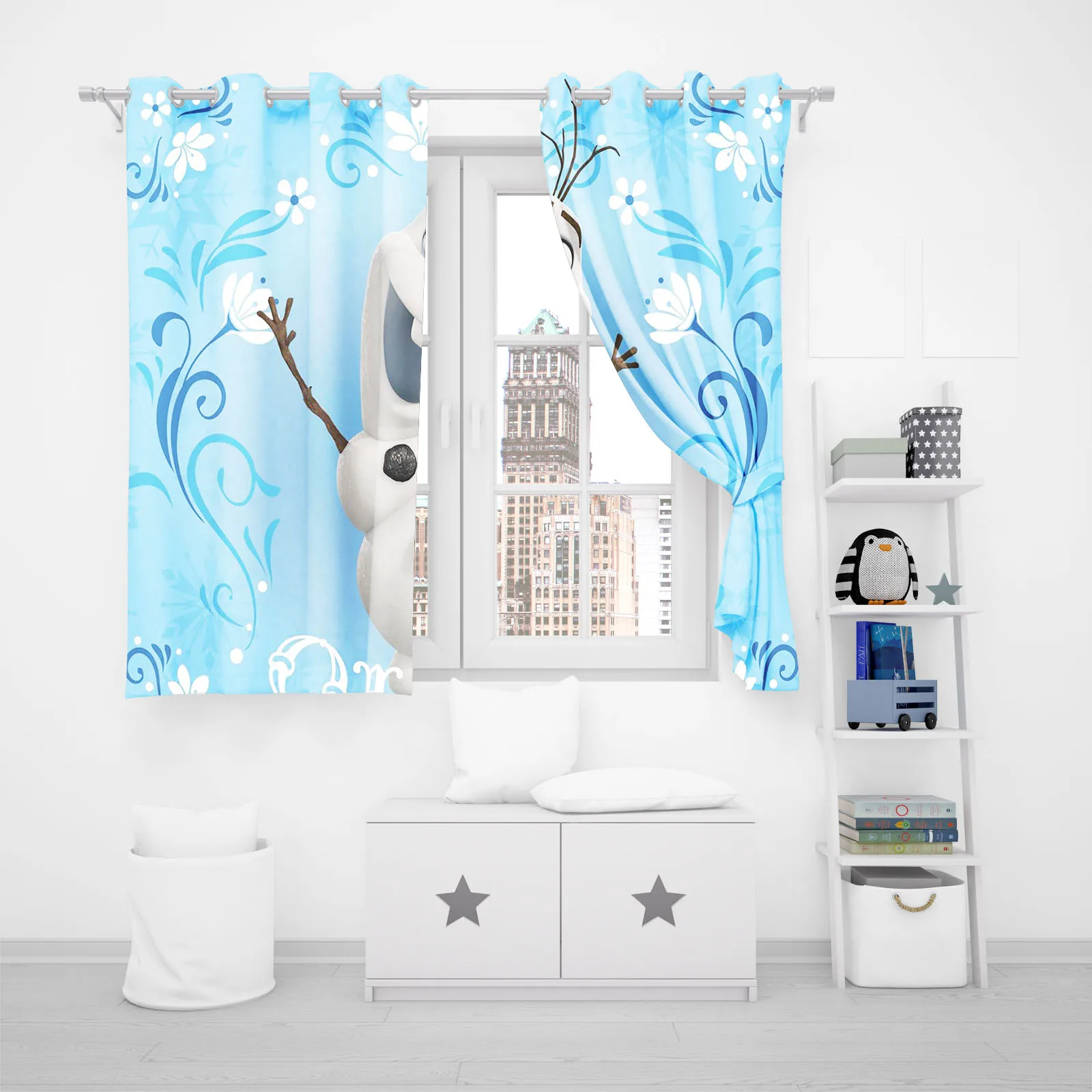 Frozen, Olaf, Elsa Decorazioni per la casa Tende stampate per soggiorno Camera da letto Tende oscuranti Cartone animato carino antipolvere 100% poliestere