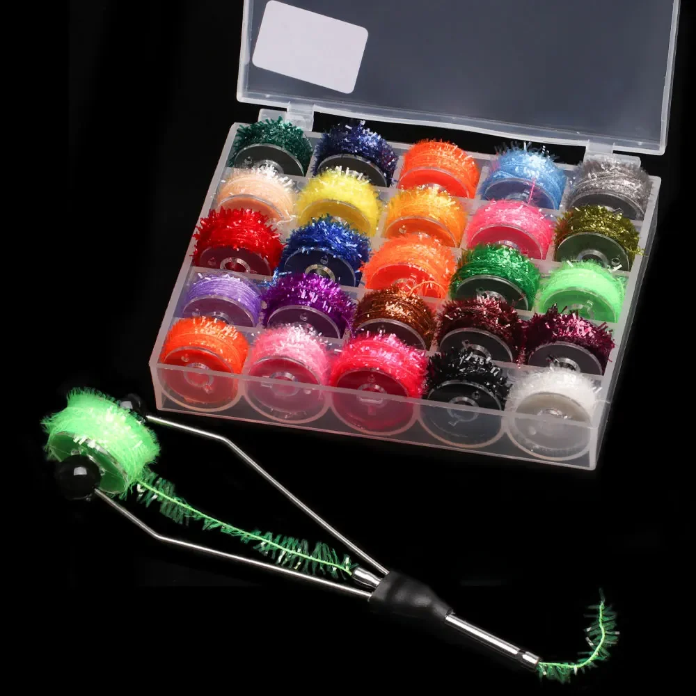 5m/Reel 25pcs Random Mix Fly Tying Ice Chenille Material For Nymphs Streamer Fly Marabou Jig Flies Bobbin Holder Chenille Tool k — zdjęcie 2