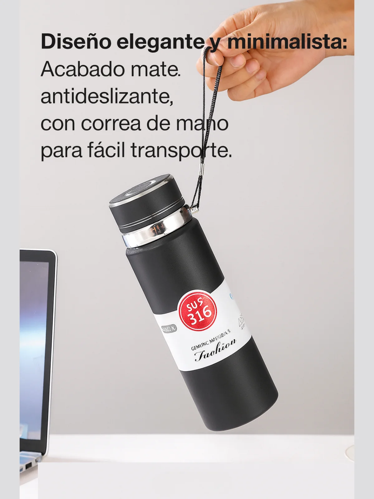 ترمس من الفولاذ المقاوم للصدأ Mb-48 - 1000 مل، معزول بالفراغ، تصميم أنيق ومضاد للتسرب، زجاجة حرارية،