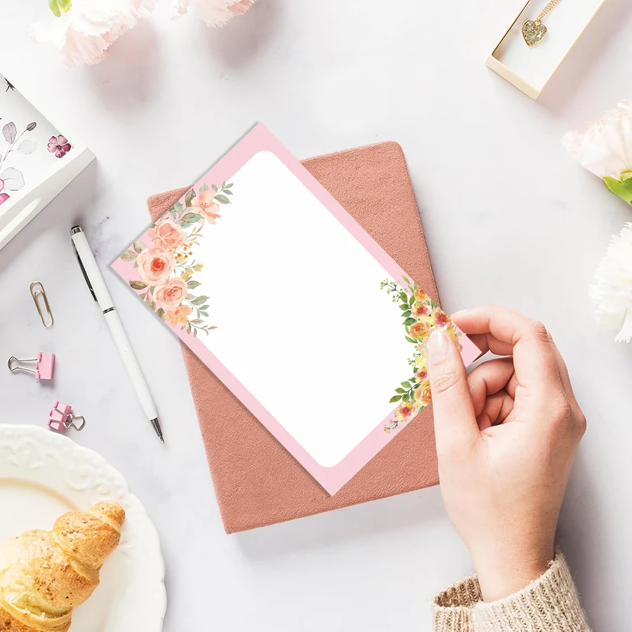 100 قطعة من البطاقات الفارغة الوردية - بطاقات شكر صغيرة لحفلات الزفاف وأعياد الميلاد والعطلات والتغليف والاستخدام المكتبي