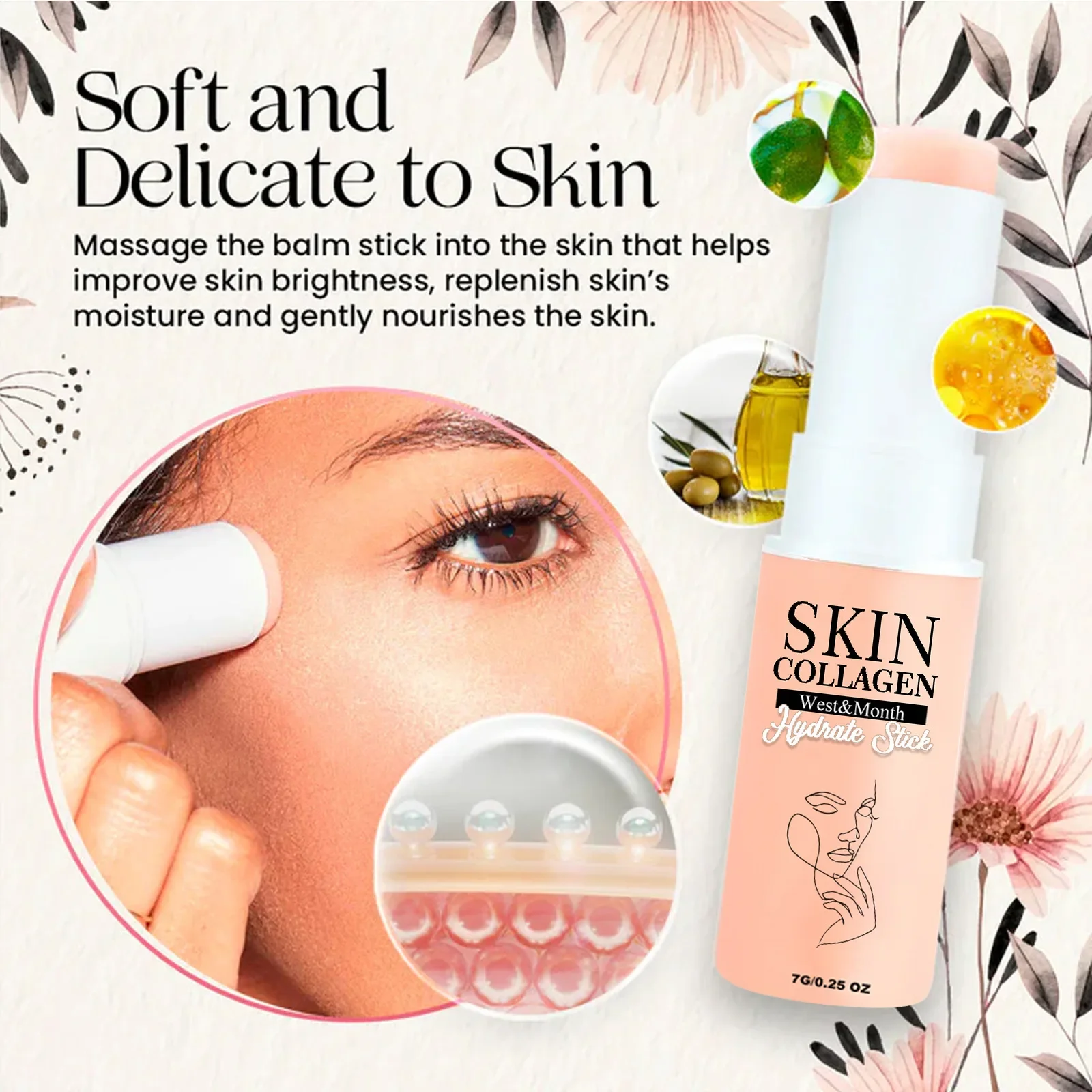 Collagen Balm Stick Anti Ag-Ing Removal Fine Lines Repair Redness Acne Primer Makeup Moisturizing Lifting Firm Face Cream Stick - Image 6