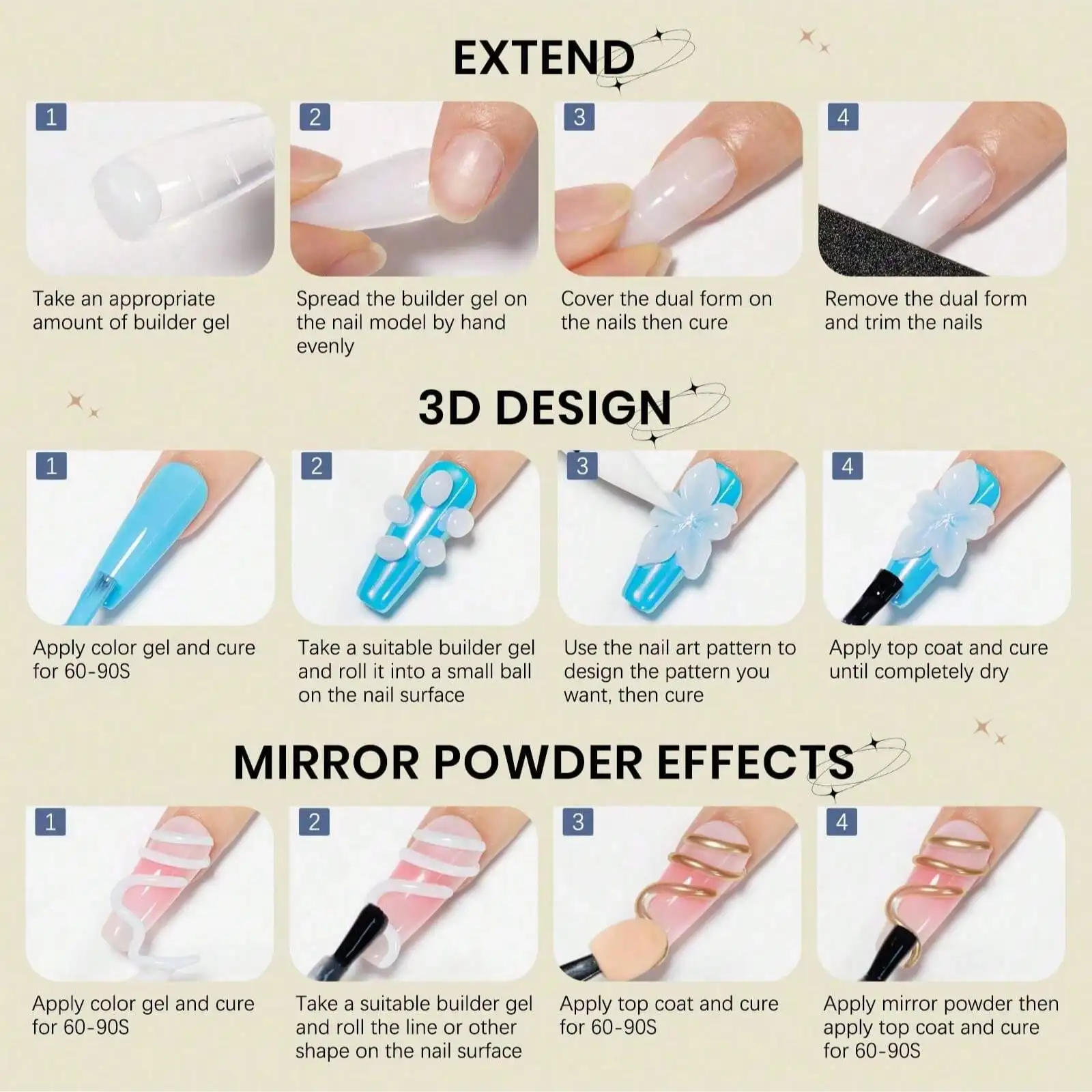 3 stks/set Solid Builder Gel voor Nagels, Wit, Roze, Naakt, Clear Hard Gel voor Nagels 3D Sculpting Gel Niet-plakkerige Hand Carving Gel