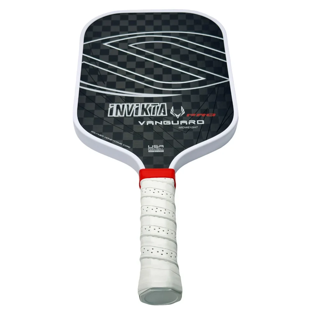 INVIKTA VANGUARD PRO 12K Paleta de Pickleball termoformada de fibra de carbono cruda Núcleo de panal de polímero de 16 mm Potencia aumentada, control