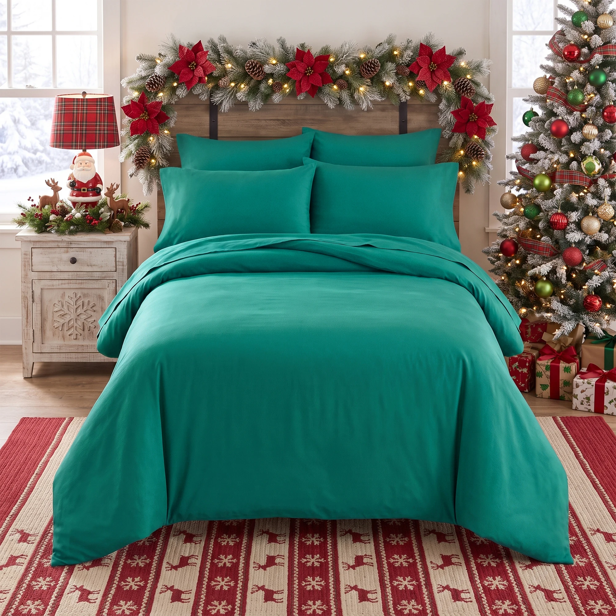 3/4Pcs Christmas Bamboo Bed Sheet Set, Ultra Soft Cooling Breathable Bamboo Sheets, Deep Pocket Up to 16 Inch, Hotel Luxury Bedding, Ideal for Hot Sleepers, Perfect Holiday Christmas Gift, All Sizes Bed Linens, Random Color