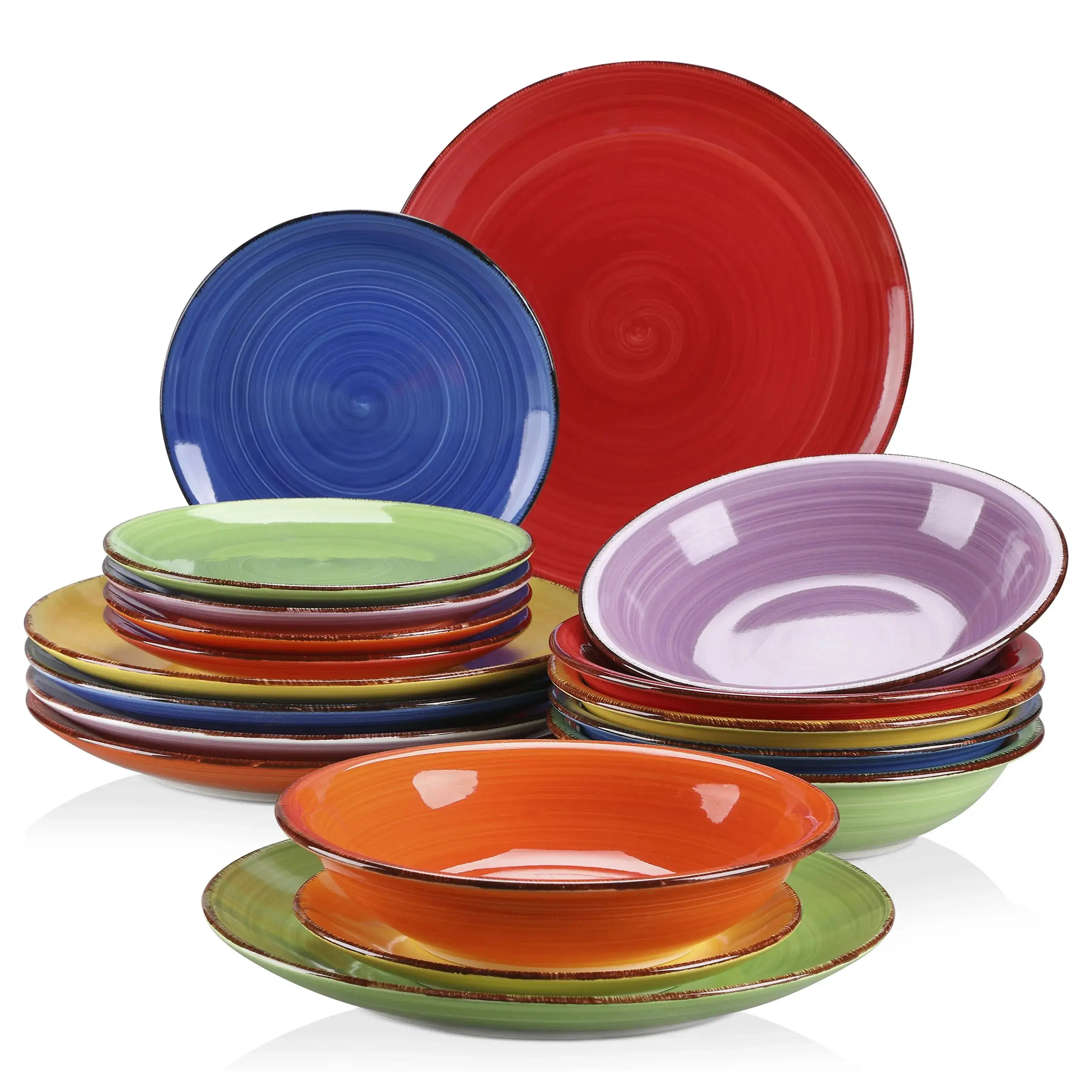 Vancasso BONITA Mix-Color 6/18/36 Piece Dinnerware Set of Dinner plates, Soup Plates, Dessert Plates Earthenware for 12 People