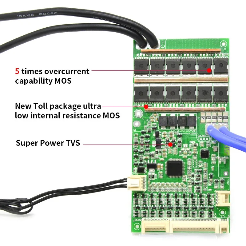 JIABAIDA BMS Smart BT APP 6S-22S LiFePo4 Li-ion Battery 40A-100A Continuous Current 100mA Balance 8S 10S 12S 13S 16S 20S JBD BMS