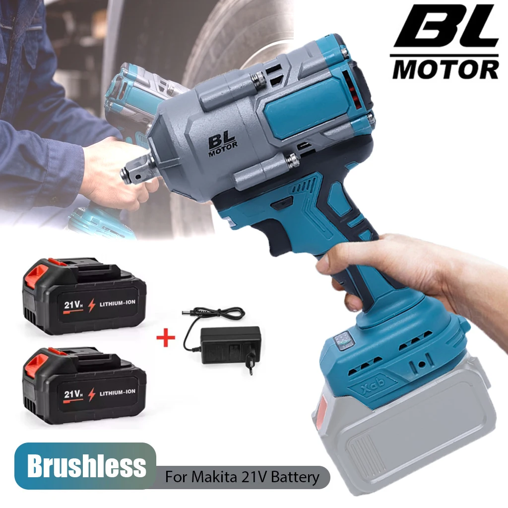 Clé à chocs sans fil 3000 Nm, 20 V, couple élevé, compatible avec les batteries Makita, embout 1/2 pouce pour réparation automobile et travaux lourds