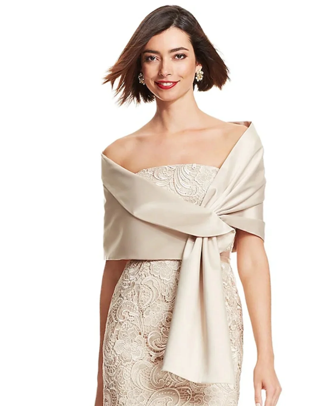Damskie kopertowe wzruszenie ramion Vintage Eleganckie satynowe okłady bez rękawów w czystym kolorze do formalnej sukienki na wiosnę i jesień do wyciskania 2024 — zdjęcie 2