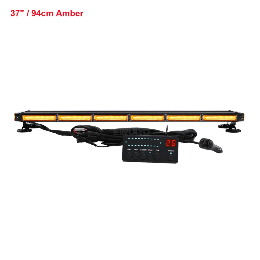 37" 43" 49" Auto Truck Sleepwagen COB LED knipperlichtbalk Politie Veiligheid Strobe Noodlichtbalk Amber Geel Wit 26 Modi