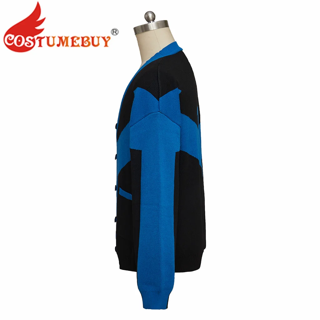 Superhero Black and Blue Cosplay Sweater Cardigan Hoodies Sweatshirts Jacket Unisex Adult Women Men Warm Knitted Coat