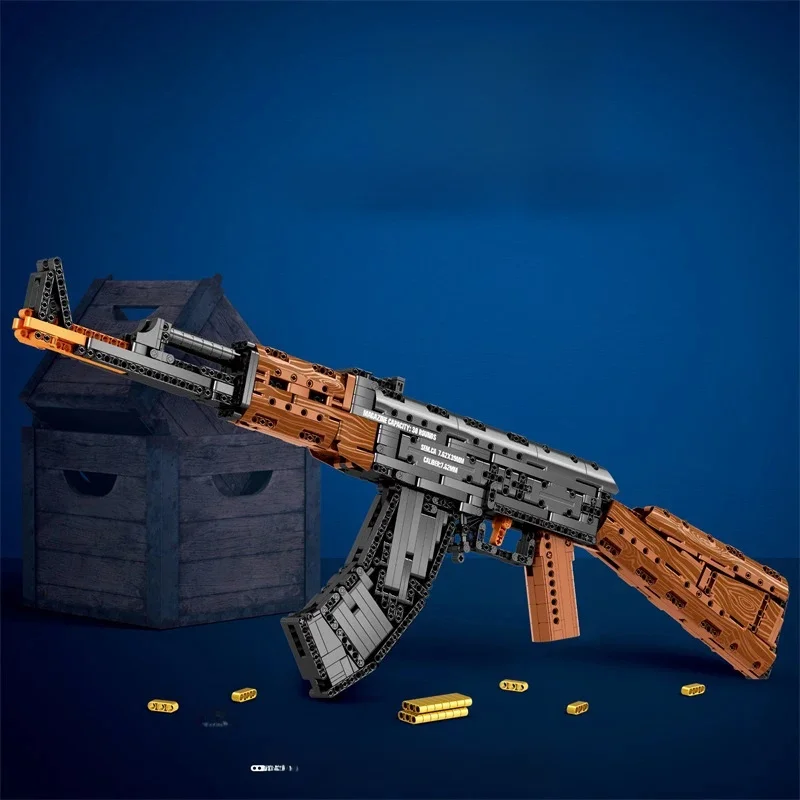 AK47 Assault Rifle Model Bouwstenen Militaire Leger Wapen Schietbare Imitatie Gun Bricks Kinderen Vakantie Geschenken Diy Speelgoed - afbeelding 2